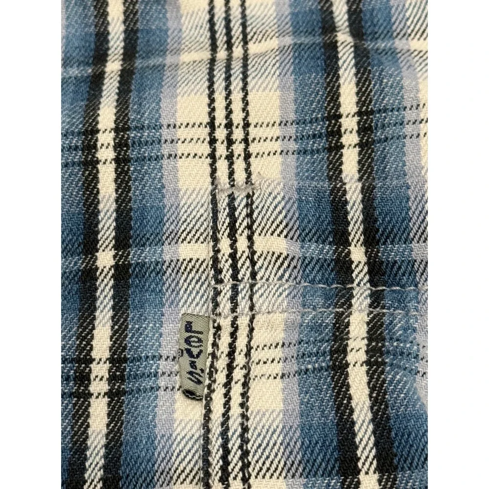 VTG Levis Mens XL Blue Plaid Flannel Button Down Shirt Metal Button 90s Grunge